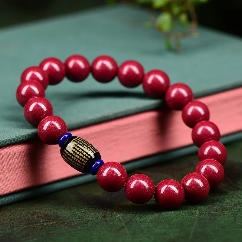 Cuiya Golden Building Reconstructed Cinnabar Jade Bracelets Unisex-3