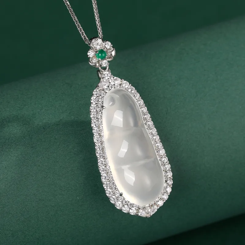 Cuiya Golden Building Chalcedony Jade Pendants Women's-10