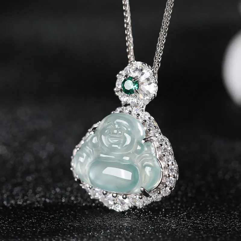 Cuiya Golden Building Ice Glutinous Jadeite Necklaces Women's-2