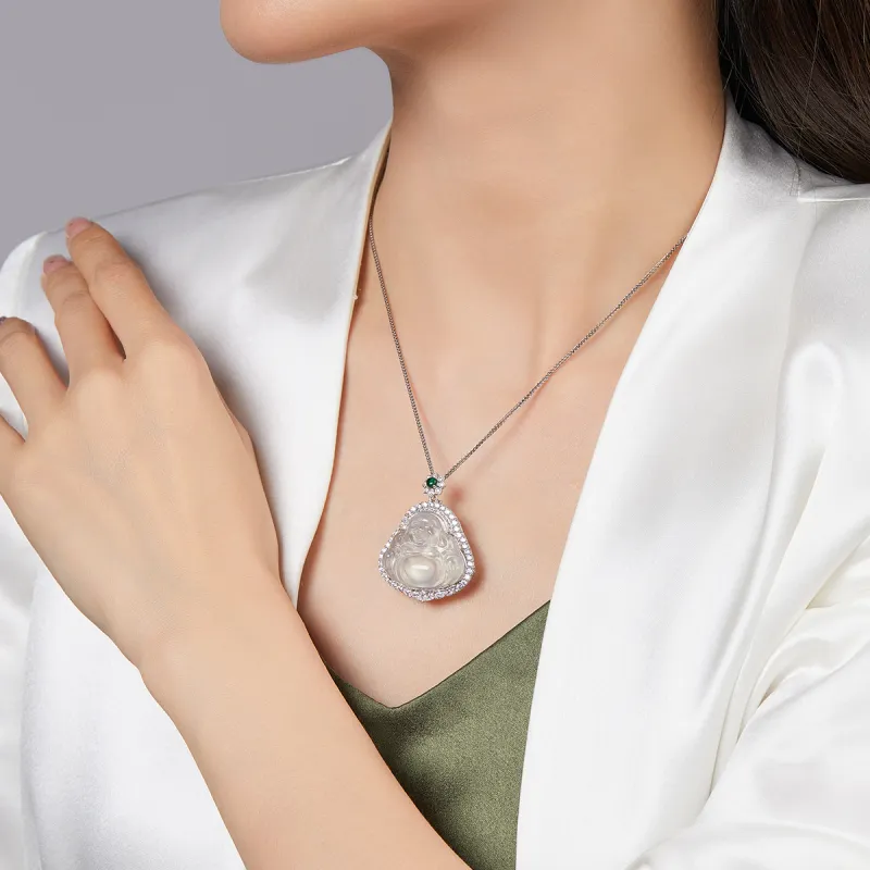 Cuiya Golden Building Chalcedony Jade Pendants Women's-3