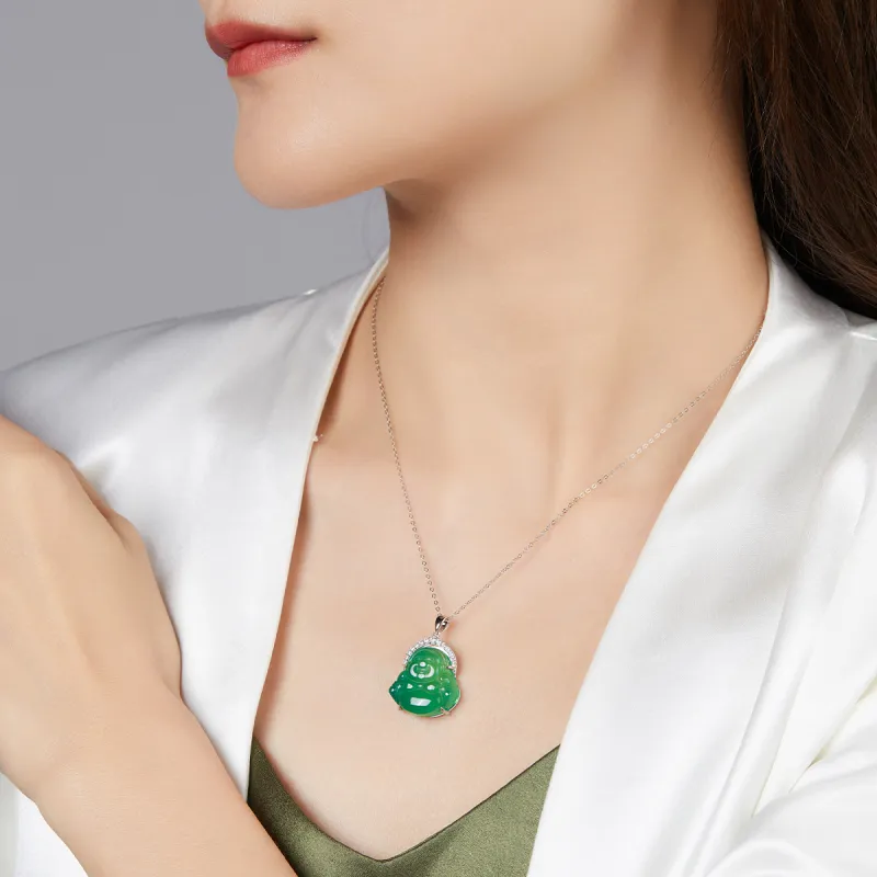 Cuiya Golden Building Chalcedony Jade Pendants Women's-18