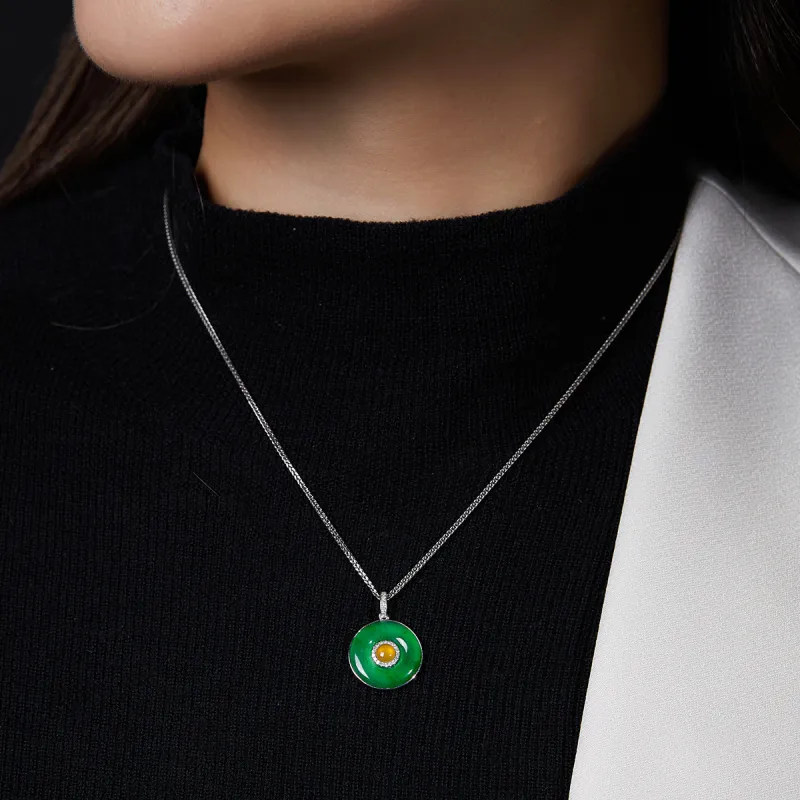 Cuiya Golden Building Ice Glutinous Necklaces Unisex-3