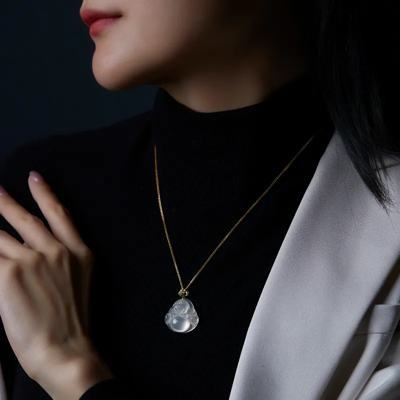 Cuiya Golden Building Jade Pendants Women's-1