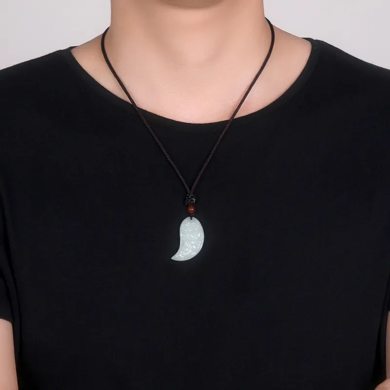 Cuiya Golden Building Necklaces Green Jade Unisex-3