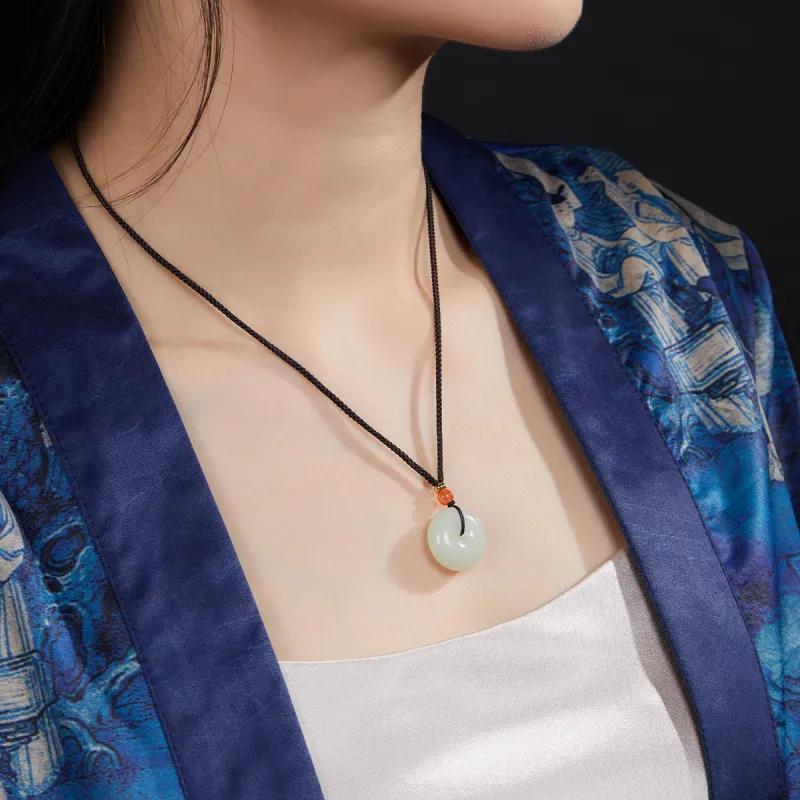 Cuiya Golden Building Hetian Jade Hetian Jade Pendants Unisex Pale Greenish White Jade-1
