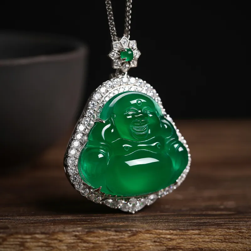 Cuiya Golden Building Chalcedony Jade Pendants Women's-11