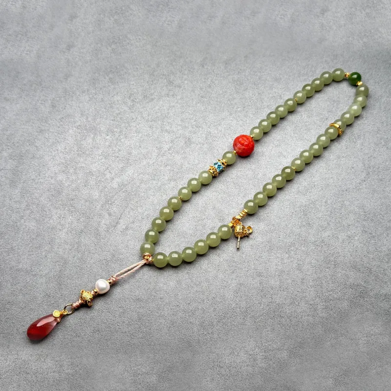 Cuiya Golden Building Bracelets Pale Greenish White Jade Unisex-1