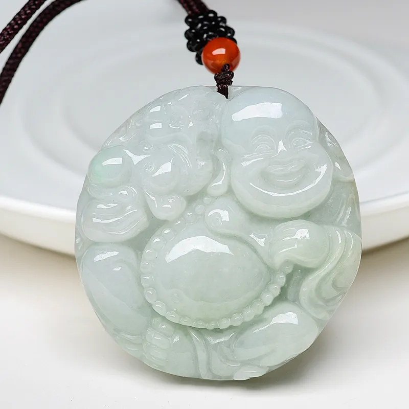 Cuiya Golden Building Bean Type Jadeite Necklaces Unisex-1