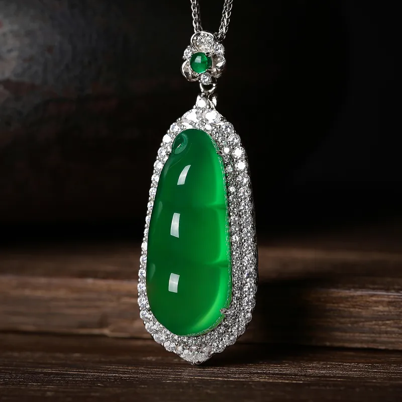 Cuiya Golden Building Chalcedony Jade Pendants Women's-5