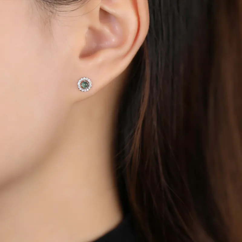 Cuiya Golden Building Ice Type Stud Earrings Unisex-7