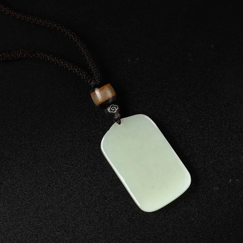 Cuiya Golden Building Hetian Jade Pendants Pale Greenish White Jade Unisex-5