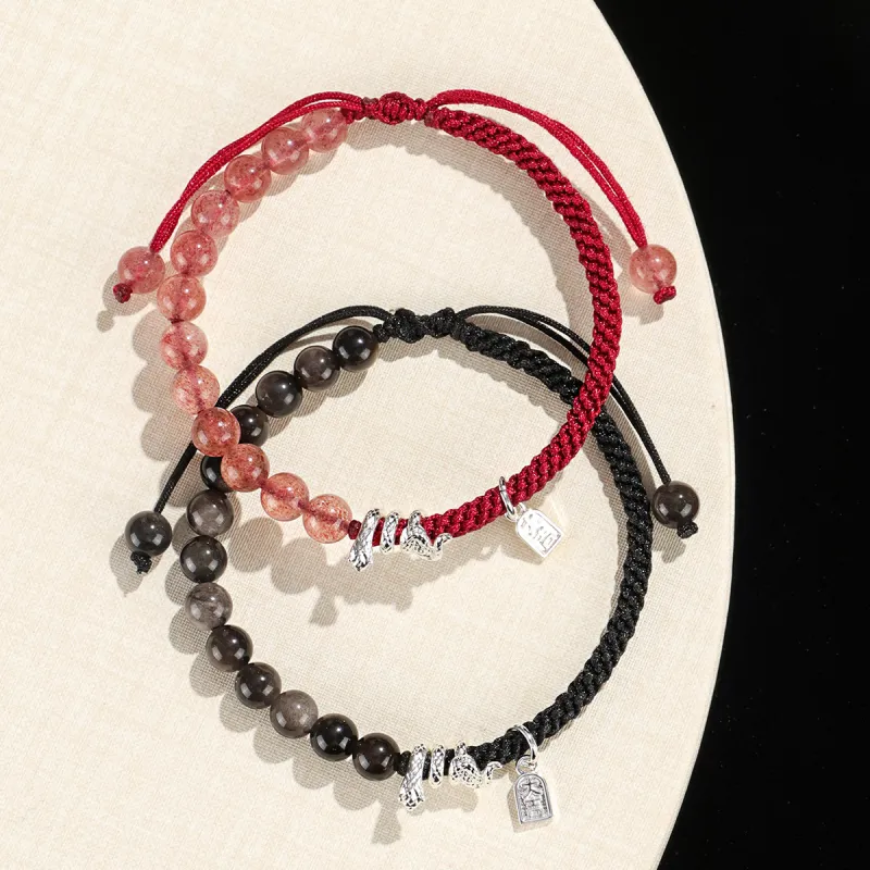 Cuiya Golden Building Obsidian Bracelets Unisex-1