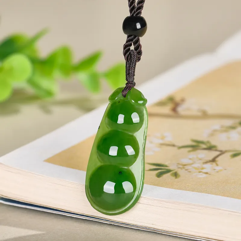 Cuiya Golden Building Hetian Jade Necklaces Jasper Women's-2