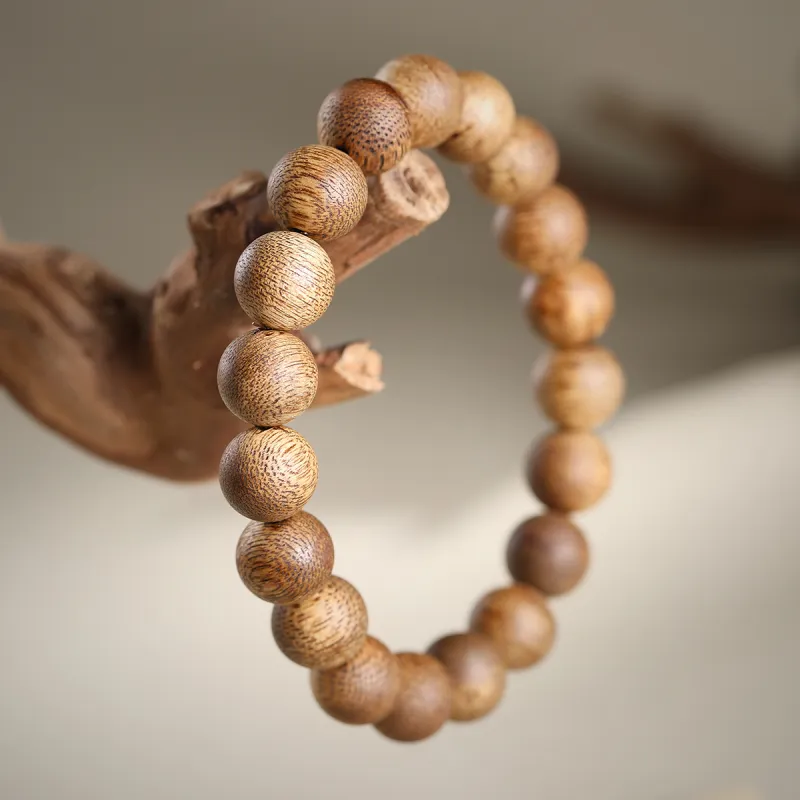 Cuiya Golden Building Sandalwood Aromatic Craft Beaded Bracelet Unisex-4