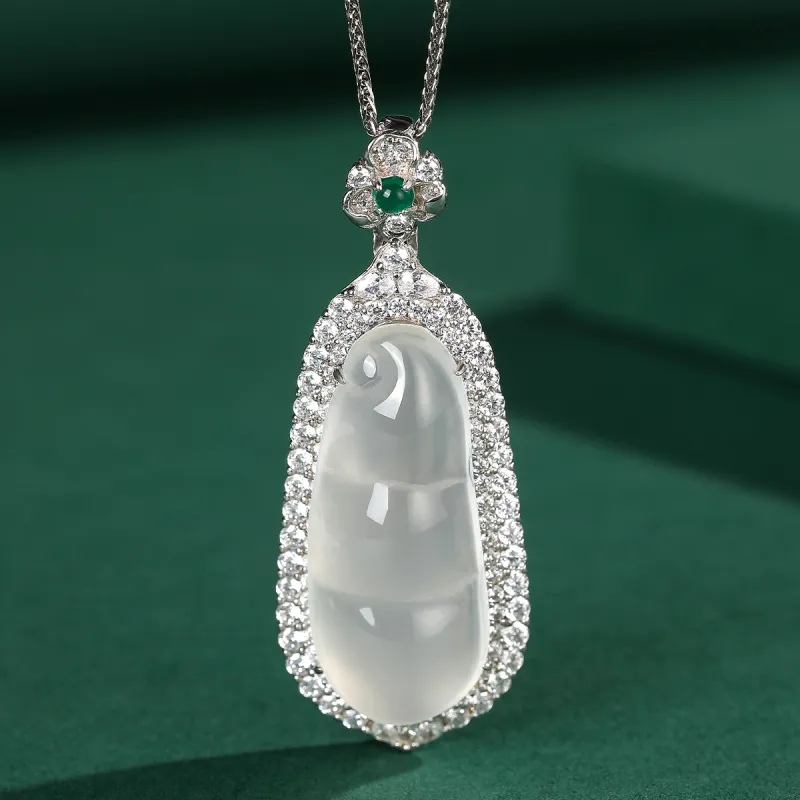 Cuiya Golden Building Chalcedony Jade Pendants Women's-8