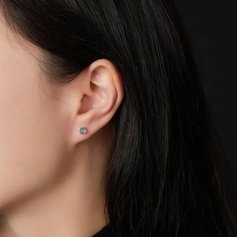 Cuiya Golden Building Ice Glutinous Jadeite Stud Earrings Unisex-4