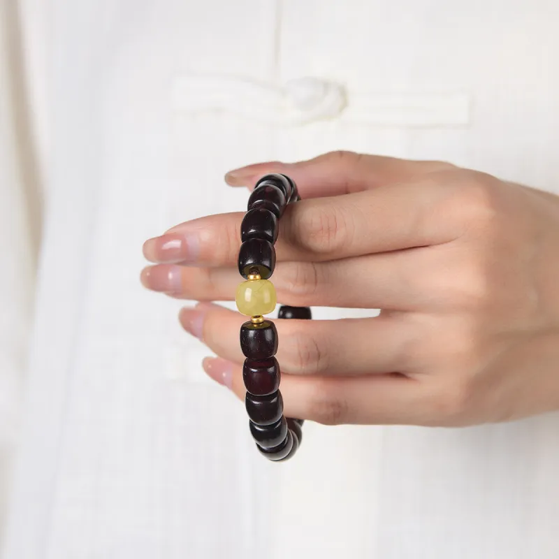 Cuiya Golden Building Sandalwood Bracelets Unisex-6