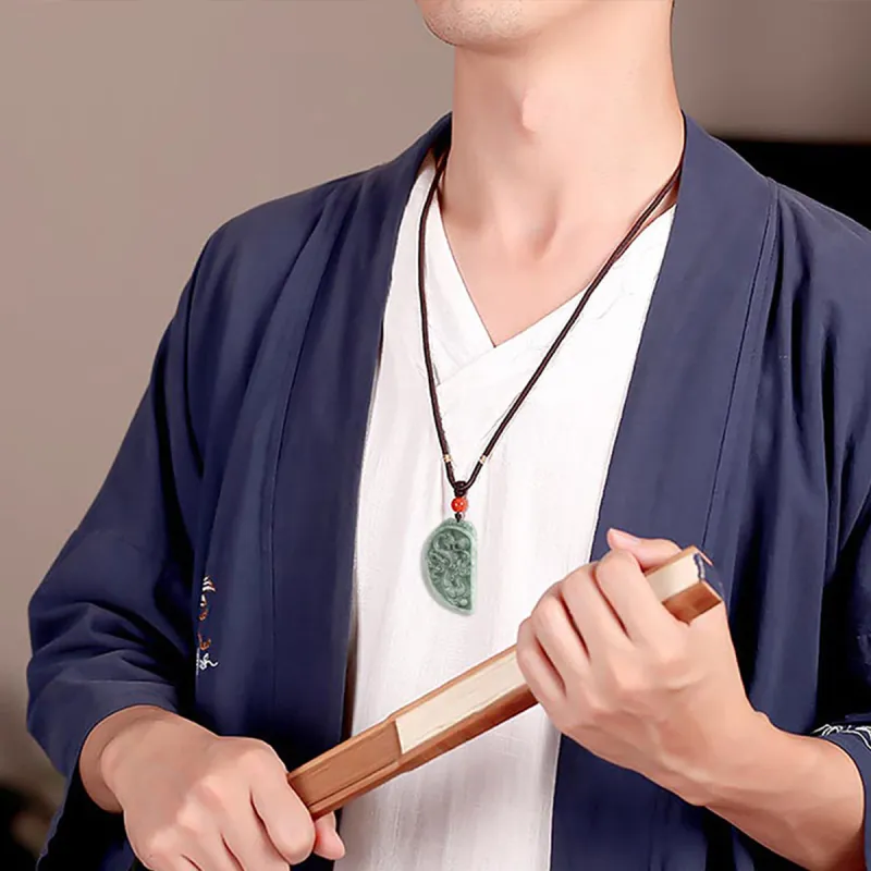 Cuiya Golden Building Glutinous Jade Jadeite Necklaces Unisex-5