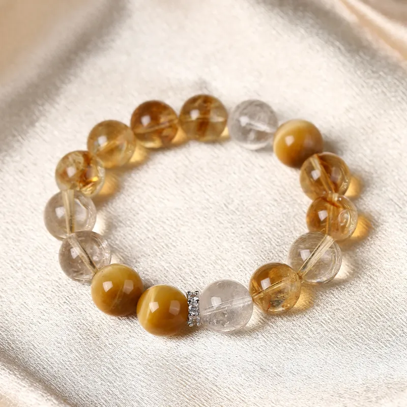 Cuiya Golden Building Tiger's Eye Stone Bracelets Unisex-17
