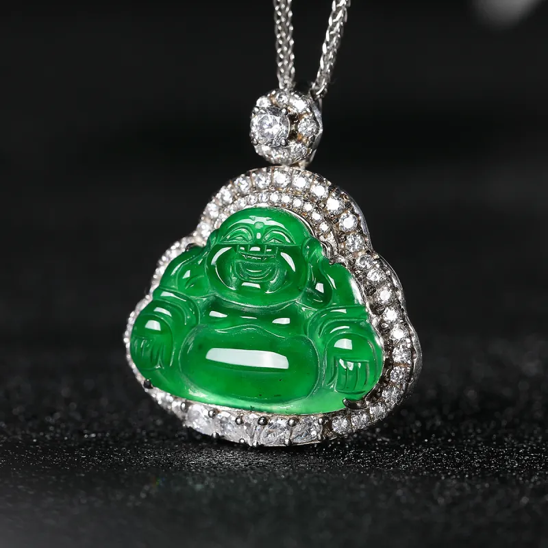 Cuiya Golden Building Ice Type Jadeite Necklaces Women's-2