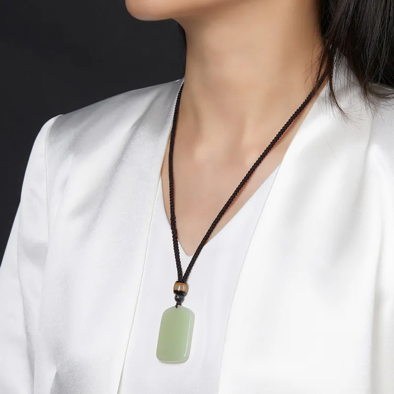 Cuiya Golden Building Hetian Jade Pendants Pale Greenish White Jade Unisex-2