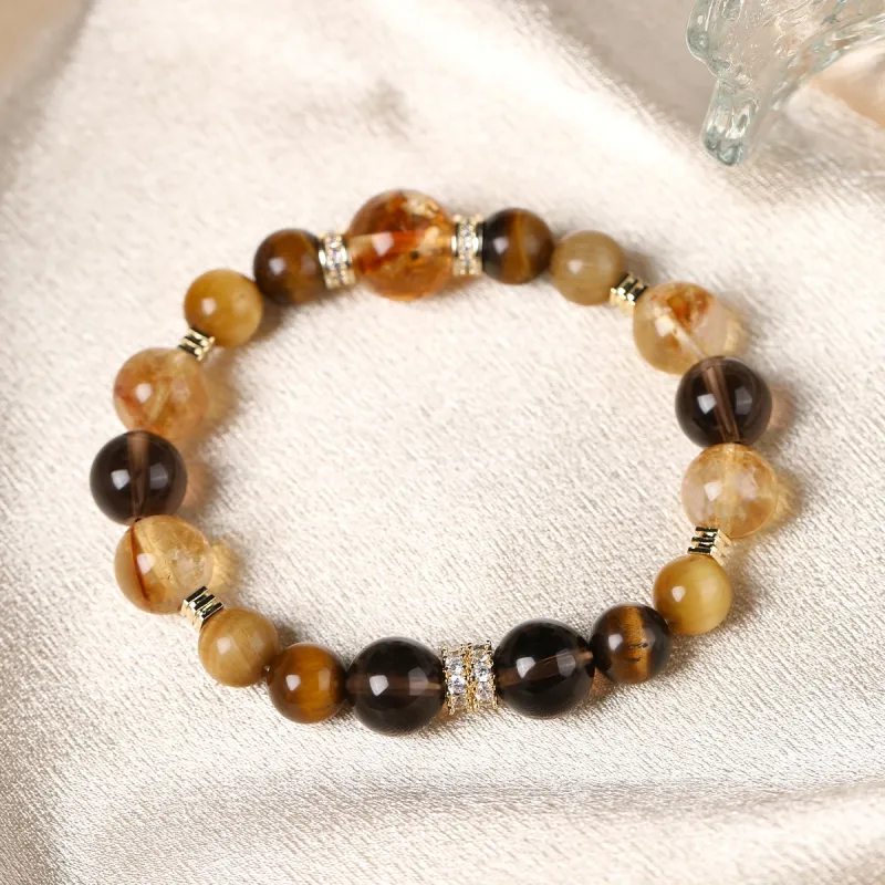 Cuiya Golden Building Tiger's Eye Stone Bracelets Unisex-4