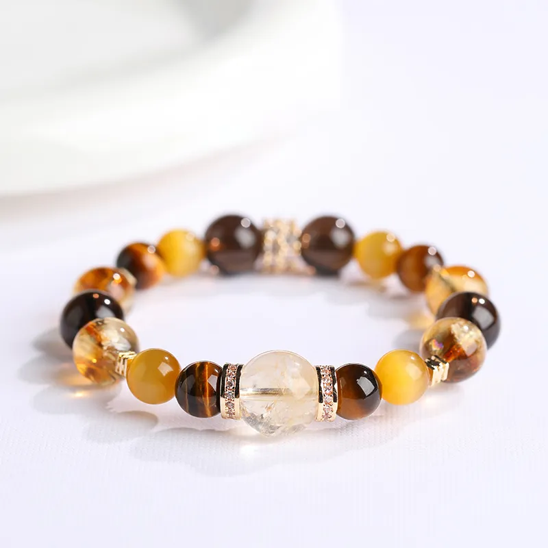 Cuiya Golden Building Tiger's Eye Stone Bracelets Unisex-10