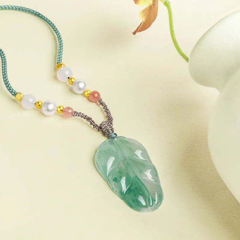 Cuiya Golden Building Dulong Jade Necklaces Women's-5