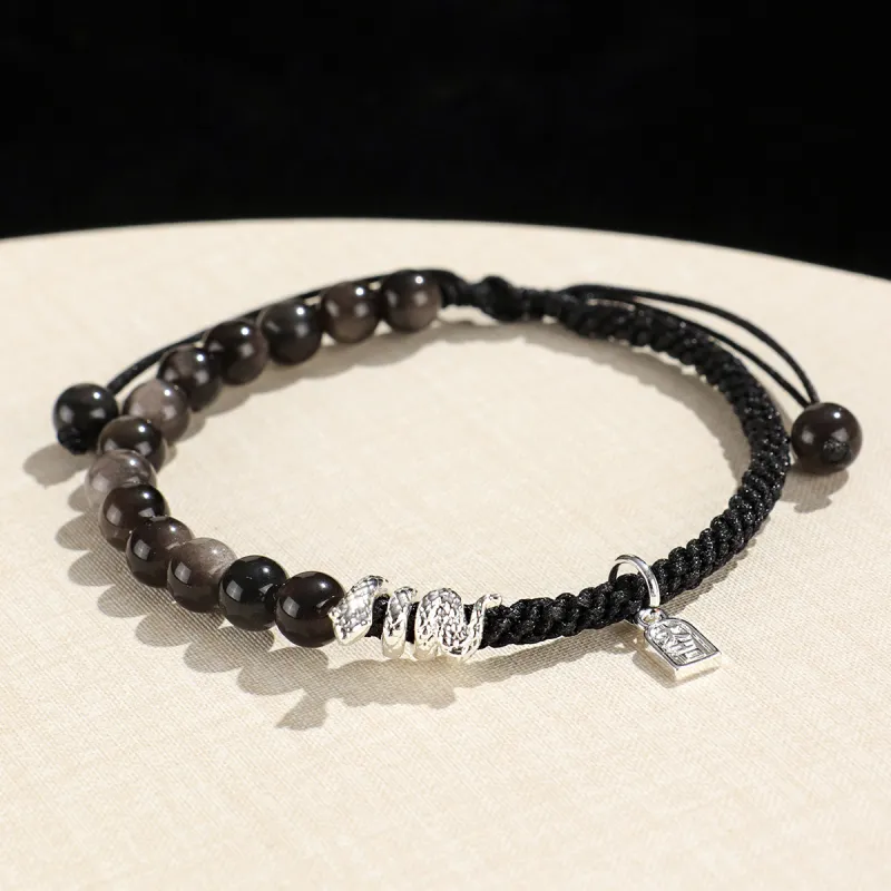 Cuiya Golden Building Obsidian Bracelets Unisex-6