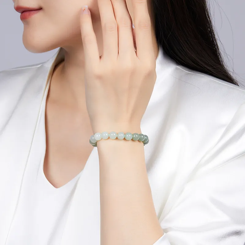 Cuiya Golden Building Hetian Jade Hetian Jade Bracelets Unisex Pale Greenish White Jade-2