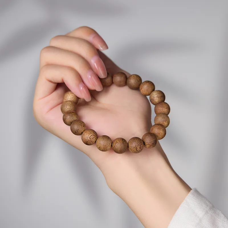Cuiya Golden Building Sandalwood Aromatic Craft Beaded Bracelet Unisex-6