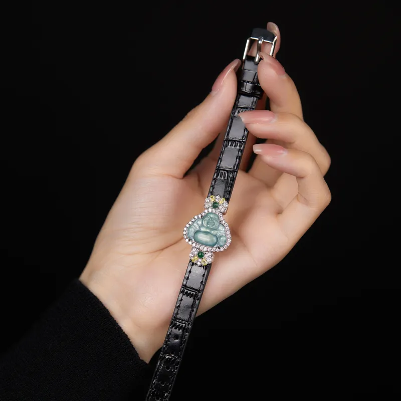 Cuiya Golden Building Ice Glutinous Jadeite Bracelets Unisex-2