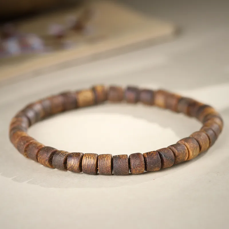 Cuiya Golden Building Sandalwood Aromatic Craft Beaded Bracelet Unisex-1