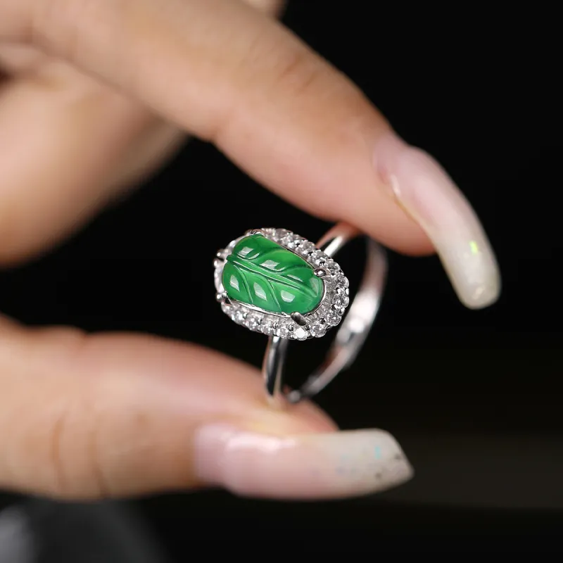 Cuiya Golden Building Ice Type Jadeite Rings Unisex-2