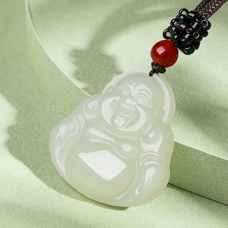 Cuiya Golden Building Hetian Jade Pendants Green Jade Unisex-3