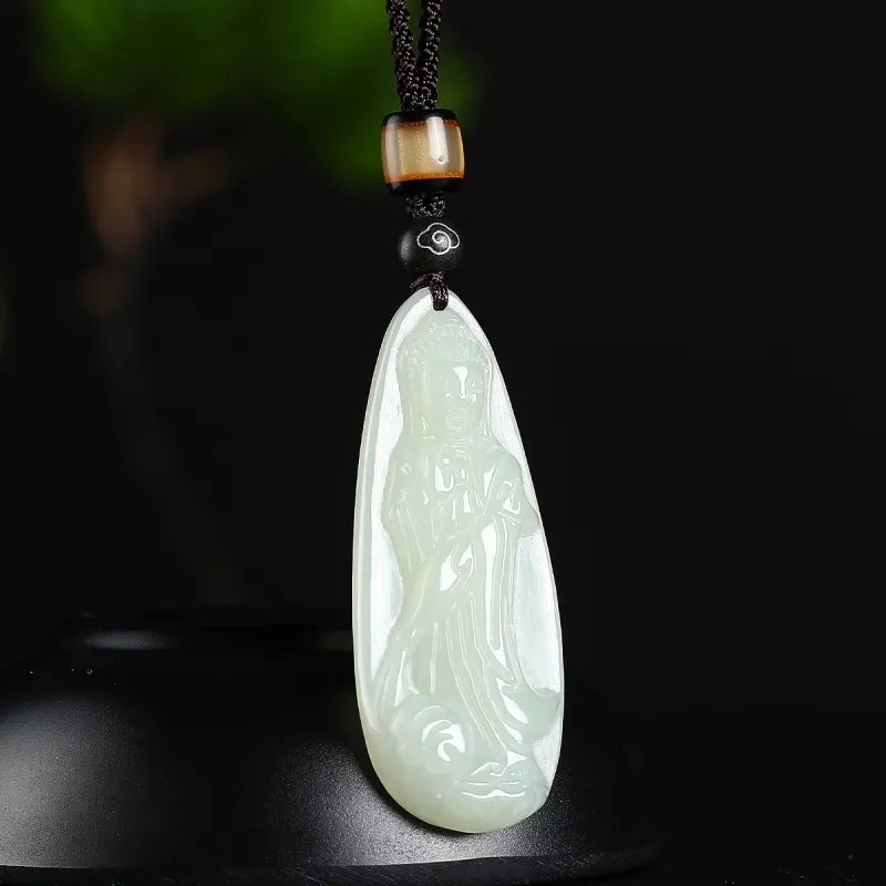 Cuiya Golden Building Hetian Jade Hetian Jade Pendants Unisex Pale Greenish White Jade-1