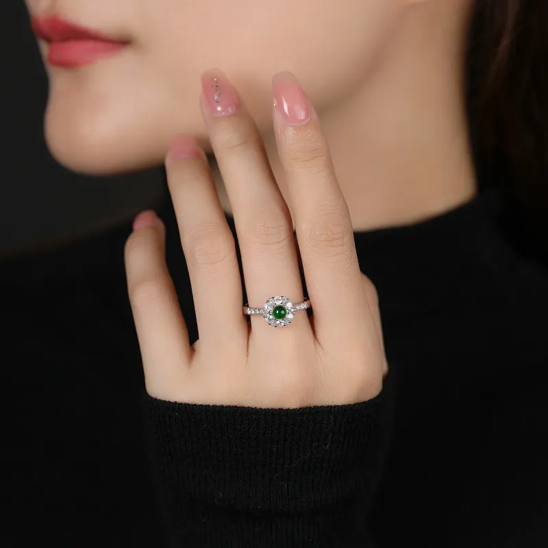 Cuiya Golden Building Ice Glutinous Jadeite Rings Unisex-4