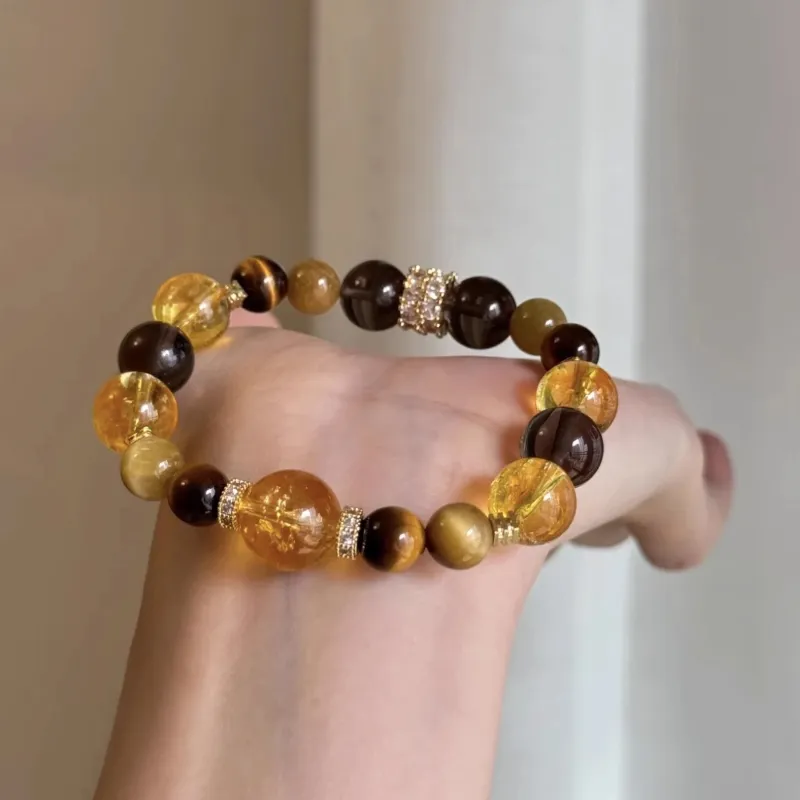 Cuiya Golden Building Tiger's Eye Stone Bracelets Unisex-24