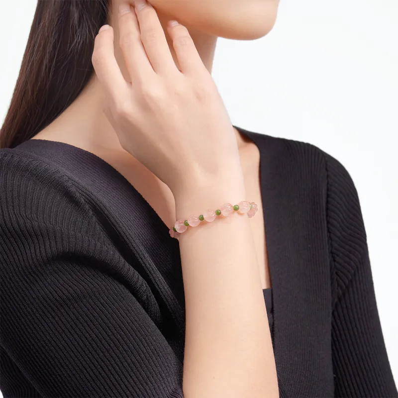 Cuiya Golden Building Natural Agate Jade Bracelets Women's-4