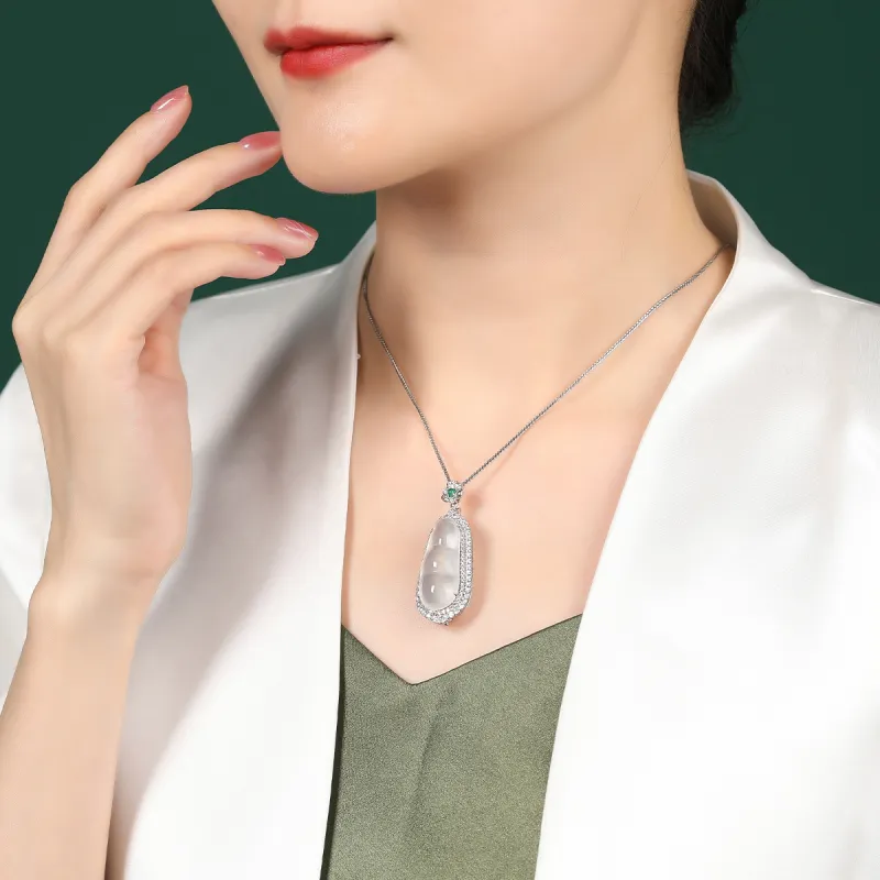 Cuiya Golden Building Chalcedony Jade Pendants Women's-12
