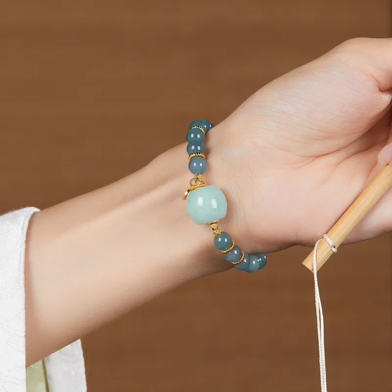 Cuiya Golden Building Glutinous Jade Jadeite Bracelets Unisex-3