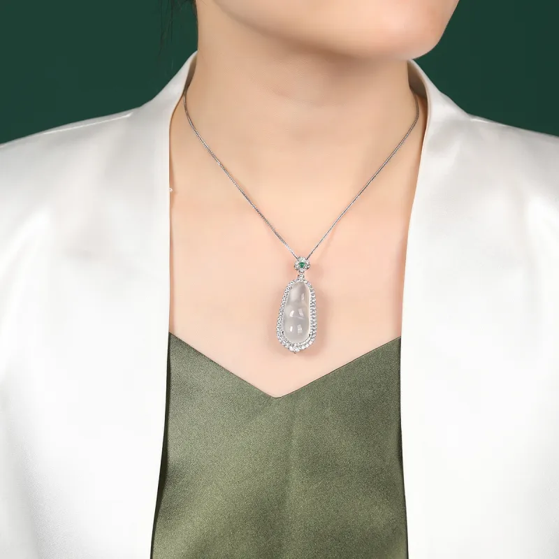 Cuiya Golden Building Chalcedony Jade Pendants Women's-9