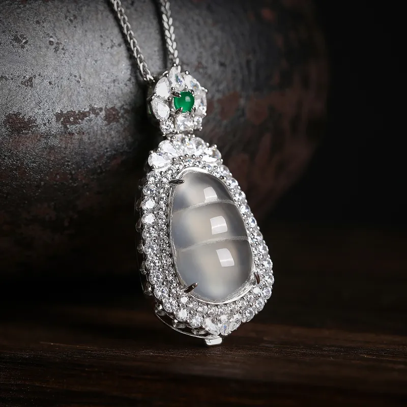 Cuiya Golden Building Chalcedony Jade Pendants Women's-3