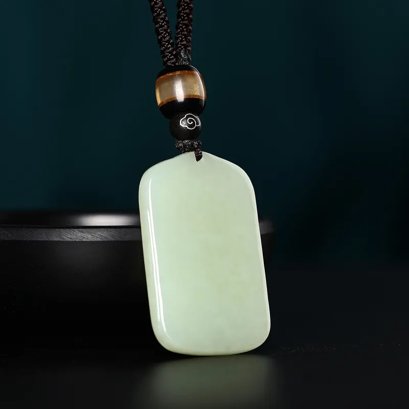 Cuiya Golden Building Hetian Jade Pendants Pale Greenish White Jade Unisex-4