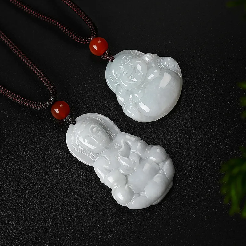 Cuiya Golden Building Bean Type Jadeite Necklaces Unisex-3