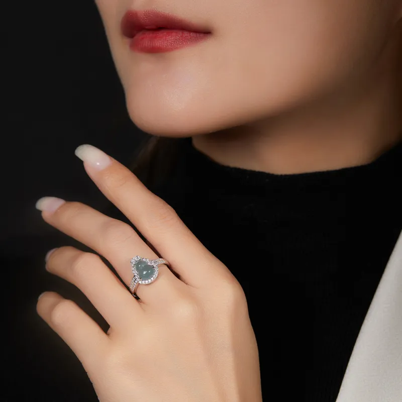 Cuiya Golden Building Ice Glutinous Jadeite Rings Unisex-4