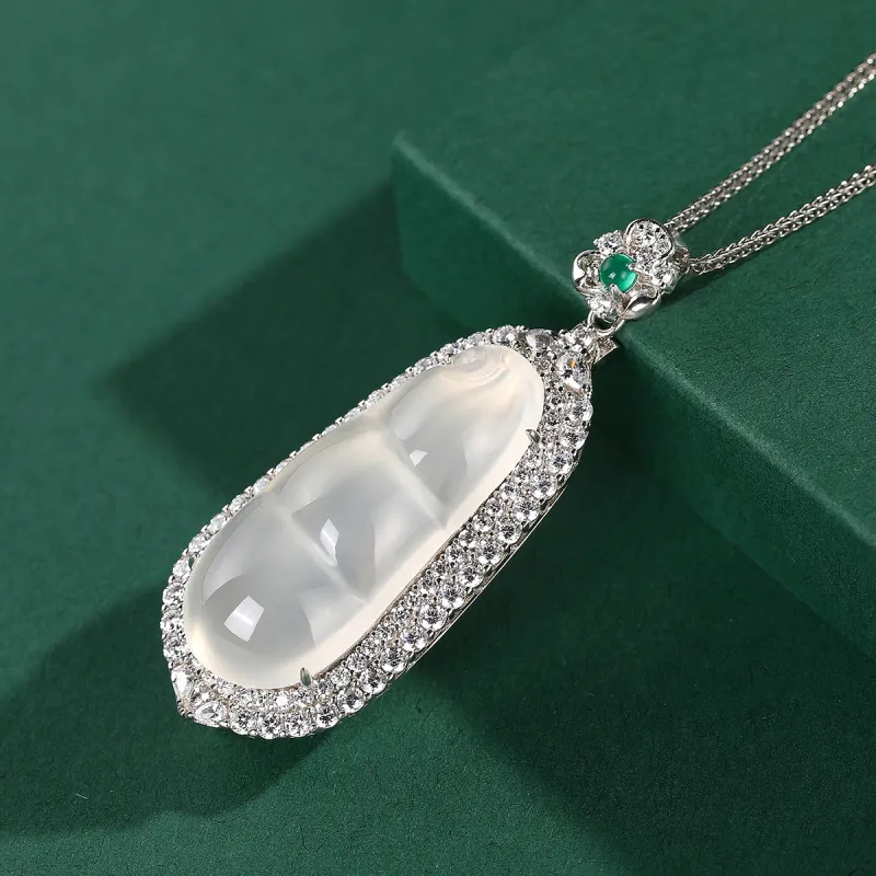 Cuiya Golden Building Chalcedony Jade Pendants Women's-11