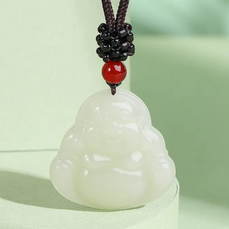 Cuiya Golden Building Hetian Jade Pendants Green Jade Unisex-5