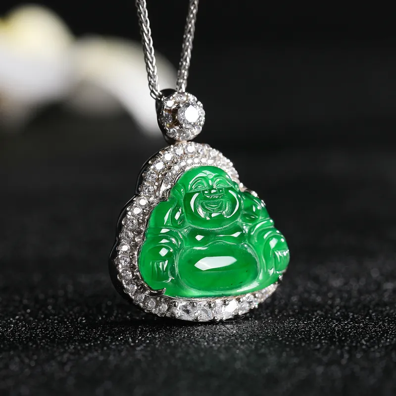 Cuiya Golden Building Ice Type Jadeite Necklaces Women's-5
