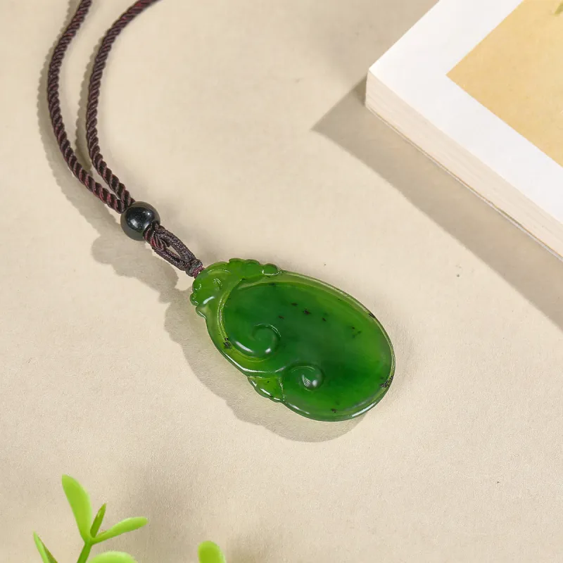 Cuiya Golden Building Hetian Jade Necklaces Jasper Women's-4